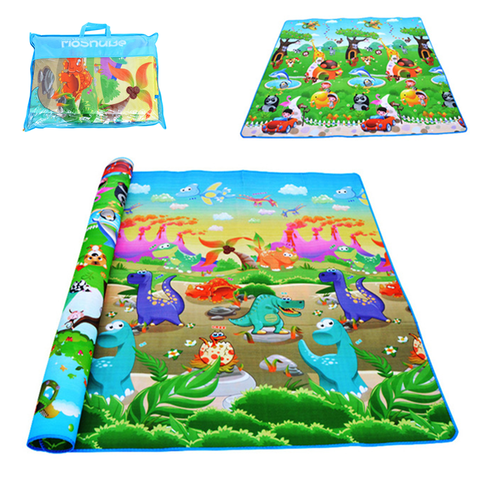 Alfombra de doble superficie para bebé, estera de desarrollo de dinosaurios para niños, almohadillas de juego plegables, esteras de juego para bebé de 0,5 cm de espesor para gatear ► Foto 1/6