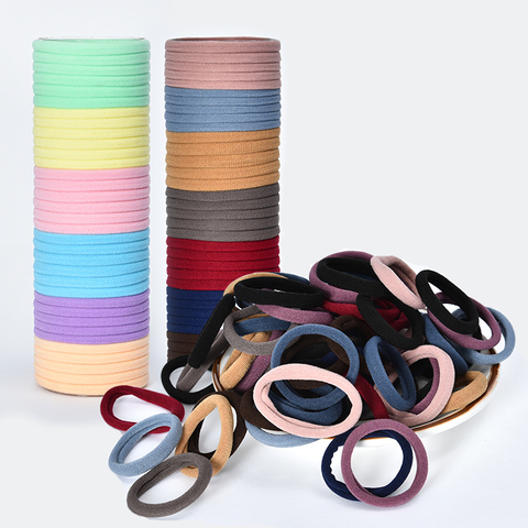 10/50/100 uds/Las mujeres niñas colores suave gomas bandas de goma dama encantadora liso elástico banda de pelo accesorios para cabello de mujer ► Foto 1/6