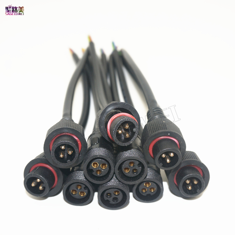 5 10 pares 3 Pasadores conector macho a hembra cable impermeable IP68 con 20 cm coleta alambre para módulos LED ws2811 2812b llevó la tira ► Foto 1/3