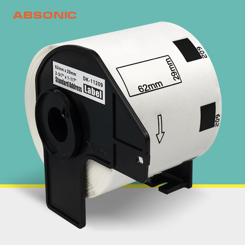 Absonic-etiquetas térmicas de DK-11209 para impresora, etiquetas de 62mm x 29mm por rollo, Compatible con Brother, QL-800, QL-580N, QL-700, 800 Uds. ► Foto 1/5