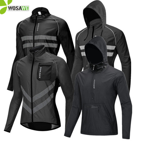 WOSAWE chaquetas impermeables para ciclismo para hombre, cazadora de alta visibilidad, ropa deportiva para bicicleta, abrigo de bicicleta con resistencia a la lluvia reflectante ► Foto 1/6