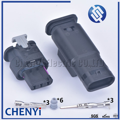 Conector electrónico de 3 pines para coche, conector de macho y hembra, a prueba de agua, para VW, Audi 4F0973703A 4F0973703, 1718653-1 TE Tyco AMP, 2 juegos ► Foto 1/6