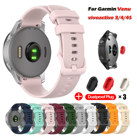 Zerobreak-Correa para reloj Garmin Venu Vivoactive 3, correa de silicona para reloj Garmin Vivoactive 4S 4 con enchufe a prueba de polvo ► Foto 1/6