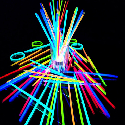 Barras de luz fluorescente para fiesta, collares de neón para fiesta de boda, palo brillante de colores, 100 Uds. ► Foto 1/6