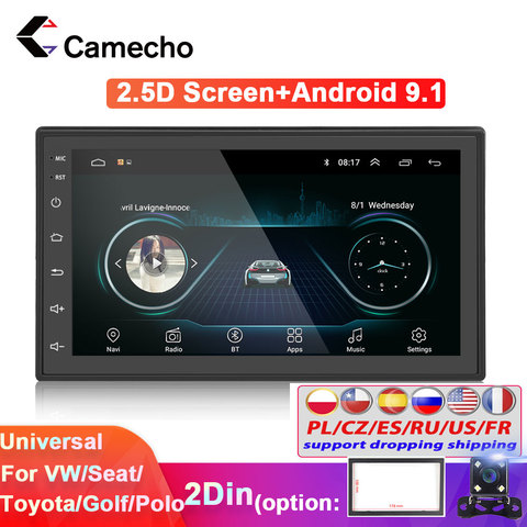 Camecho-Radio Multimedia con GPS para coche, Radio con reproductor, Android, 2 din, WiFi, Bluetooth, MirrorLink, estéreo, Universal, 2 din ► Foto 1/6