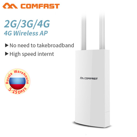 Enrutador de WiFi para exteriores 4G lte, módem AP inalámbrico, punto de acceso con ranura para tarjeta SIM, 2,4G, punto de acceso para exterior, 4G LTE, antena de señal 2 * 5dBi ► Foto 1/6