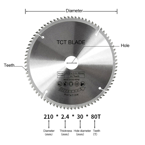 Disco de sierra Circular de acero de aleación de carburo de dientes de 210mm 80 para herramientas de Metal rotativo de madera y aluminio ► Foto 1/5