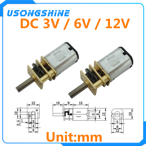 Mini Micro motorreductor de Metal con engranaje, DC 3V/6V/12V N20, motores de corriente continua 15/30/50/60/100/200/300/500/600/1000RPM ► Foto 1/1