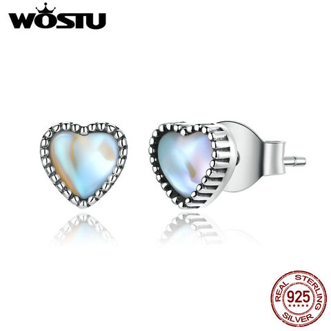 WOSTU-pendientes pequeños de Plata de Ley 925 con forma de corazón, joyería de compromiso, 2022 ► Foto 1/6