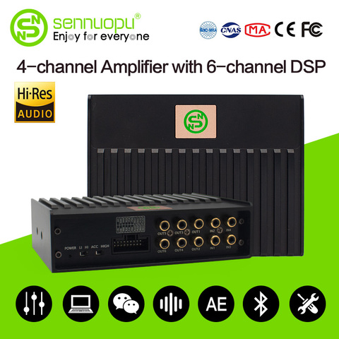 Amplificador DSP de coche Sennuopu para altavoces, sistema de Audio de 6 canales, procesador de sonido de reproducción Bluetooth, Sintonización por APP de alta calidad ► Foto 1/6