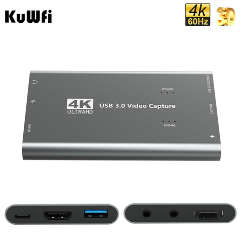 KuWFi tarjeta de captura 1080p 60fps para transmisión en vivo HDMI a USB 3,0 4K Tarjeta de captura para Xbox One, PS4, Wii, Nintendo Switch ► Foto 1/6