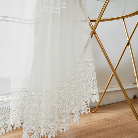 Cortinas de tul de encaje blanco para dormitorio, sala de estar, bordado moderno, transparente, para cocina, tratamientos de ventana, decoración personalizada de Hotel ► Foto 1/6