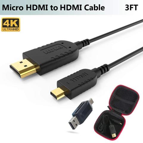 FOINNEX ultrafino Flexible Micro HDMI a HDMI Cable 3FT para cardán de GoPro héroe negro 7 Canon cámara estabilizador ► Foto 1/6