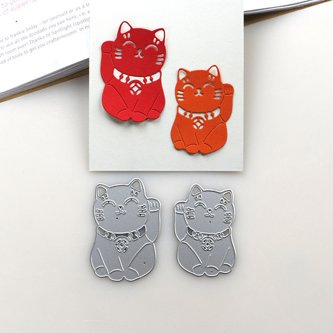 DUOFEN-troqueles de corte de METAL para proyectos de manualidades, álbum de recortes de papel, con diseño de gato de la suerte, Maneki Neko, 2022 ► Foto 1/4