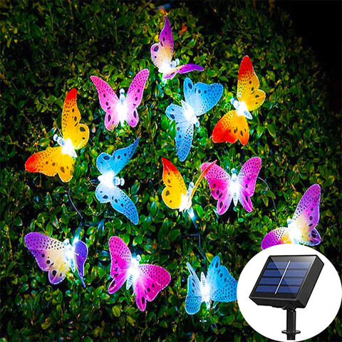 Tira de luces Led de hadas de mariposas alimentadas por energía Solar, para exteriores, jardín, vacaciones, Navidad, lámpara de decoración, fibra óptica, resistente al agua, 12/20 ► Foto 1/6