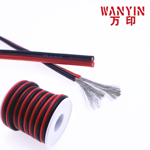 Cable de silicona de 2 núcleos de alta calidad, cable paralelo de 2 pines, negro y rojo, 12AWG, 14AWG, 16AWG18awg, 20AWG ► Foto 1/6