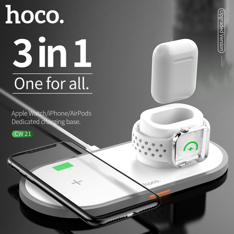 HOCO-cargador inalámbrico 3 en 1 para iPhone 11 pro, X, XS, Max, XR, Apple Watch 4, 3, 2, Airpods, 10W, carga rápida, Samsung S10 ► Foto 1/6