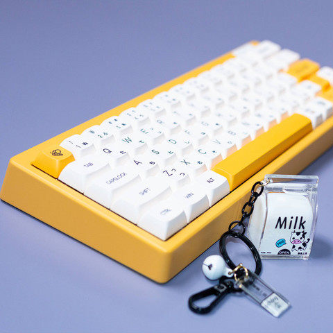 Juego de teclas con tema de miel y leche para teclado mecánico mx-switch, tinte PBT, abeja sublimada, teclas blancas minimalistas japonesas XDA, 1 unidad ► Foto 1/6