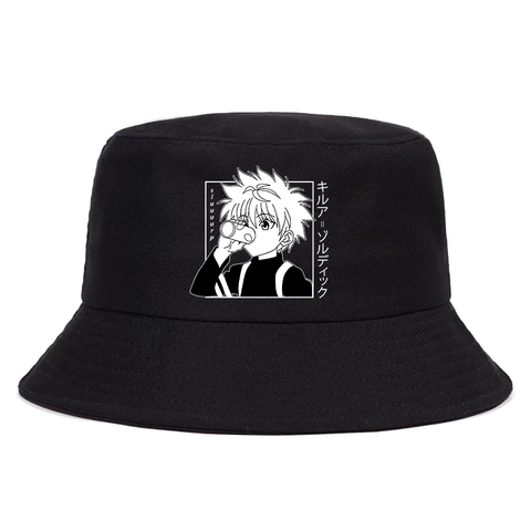 Hunter X Hunter-Sombrero de pescador estampado para hombre y mujer, gorra de cubo de Panama, visera plana de diseño, de los 90 Hisoka Zoldyck, sombrero de pescador de Anime ► Foto 1/6