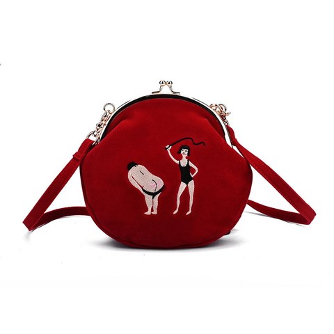 YIZI-bandoleras bordadas de terciopelo Vintage para mujer, bolsas de mensajero con forma redonda, broche para bolso YIZIStore, diseño Original ► Foto 1/6