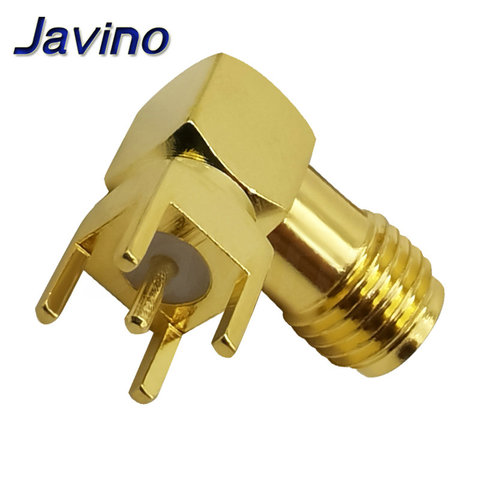 Enchufe de agujero pasante hembra SMA ángulo recto 90 grados (SMA-KWE) adaptador de conector RF de montaje PCB mejor calidad. ► Foto 1/6