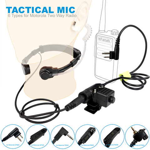 Auriculares con micrófono de garganta telescópico de alta resistencia, para Walkie Talkie Motorola EP450, GP68, GP88, CP140, GP328, T6200, P6600, P8268, MTP850 ► Foto 1/6