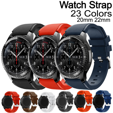 Correa de silicona para Samsung Galaxy reloj de 3 45mm/41/activo 2 DE S3 frontera/huawei watch gt 2e/2/amazfit bip/gts, 20mm, 22mm, banda ► Foto 1/6