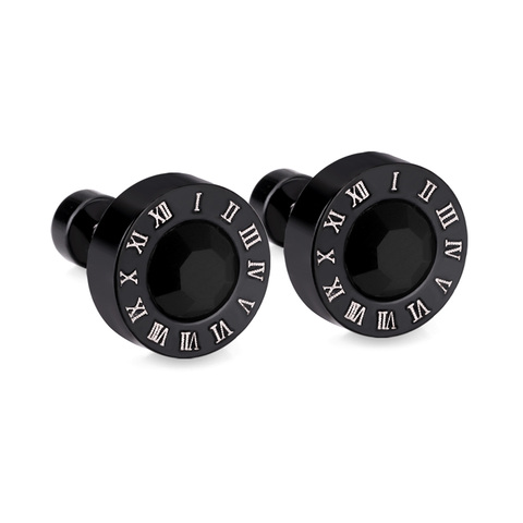 LUXUKISSKIDS-Juego de pendientes de perno de 9mm para mujer, de acero inoxidable, estilo coreano, negro, 2022 ► Foto 1/5