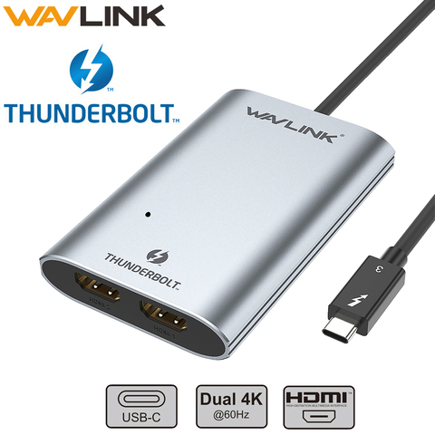 Adaptador Thunderbolt 3 HDMI dual, adaptador de pantalla compatible con 4K Ultra HD, divisor tipo C ► Foto 1/6