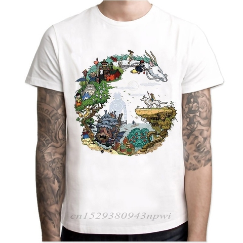 Camiseta de animé japonés Totoro para hombre y mujer, camiseta de Studio Ghibli Spirit Away, ropa de dibujos animados, camiseta de verano ► Foto 1/5