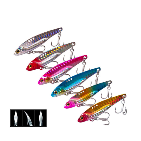 6 colores 3D los ojos de Metal Vib pala señuelo 5/7 5/13/16/20G hundiendo vibración cebos artificiales vibra para bajo Pike perca pesca ► Foto 1/6