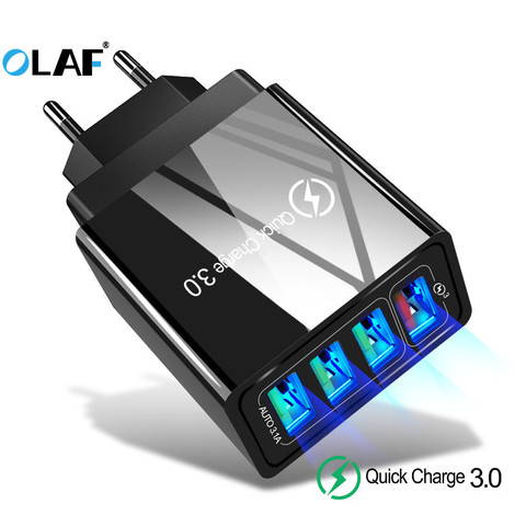 OLAF-cargador USB de carga rápida 3,0 para iPhone X, adaptador de teléfono móvil de 4 puertos, cargador rápido para Samsung A50, A70, 48W, QC 3,0 ► Foto 1/6