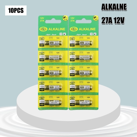 10 unids/lote 12V 27A A27 alarma remota alcalinas secas de las células de las baterías 27AE 27MN de alta capacidad de control remoto coche juguetes de timbre ► Foto 1/6