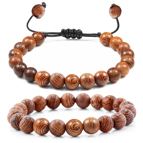 Gran oferta de cuentas de madera para hombre y mujer, cuentas de madera Natural para pulseras curativas con Cruz de Buda, casco de búho, 7 Chakras, brazaletes con cuentas, joyería de Yoga ► Foto 1/6