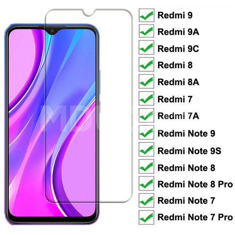 De vidrio templado 9H para Xiaomi Redmi 9 9A 9C 8 8A 7 7A 10X Protector de pantalla Redmi Nota 9S 7 8 8T 9 Pro Max vidrio Protector de seguridad ► Foto 1/6