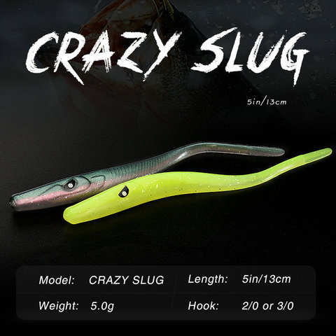 ALLBLUE Crazy Slug 130mm 6 unids/bolsa suave señuelo vinilos  Seabass cebo Artificial de silicona gusano Shad Anguila Needfish aparejo de pesca ► Foto 1/6