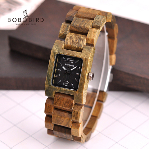 BOBOBIRD las mujeres relojes de madera de diseño cuadrado elegante señoras reloj grandes regalos para las niñas reloj mujer Dropship C-eS02 ► Foto 1/6