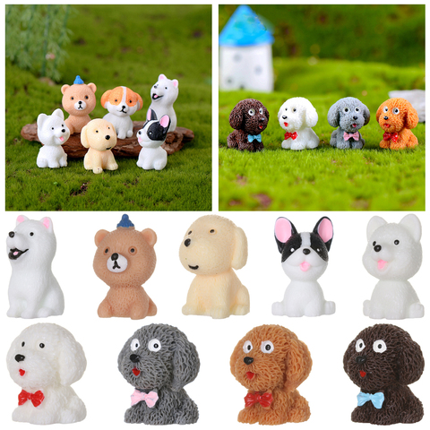 Mini estatuillas de perro en miniatura para decoración de tartas de hadas de jardín, adorno para manualidades de resina, cachorro de peluche, terrarios para el hogar, regalos de decoración ► Foto 1/6