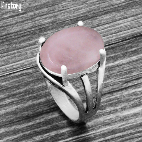 Anillo Vintage ovalado de cuarzo con lapislázuli para mujer, 8 colores, amatista, anillos de plata antigua, piedra Natural chapada, Ojo de Tigre, unakita ► Foto 1/6