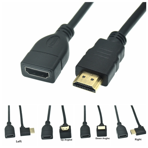 Cable corto de 15cm HDMI a HDMI hembra, adaptador Mini Micro HDMI-90 grados, ángulo recto, macho a HDMI-AF, extensión ► Foto 1/4
