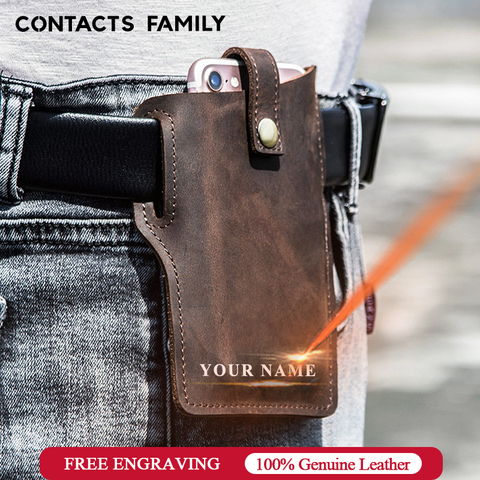 CONTACT'S-funda protectora de cuero nobuk para teléfono móvil, funda con bucle para teléfono móvil, bolso colgante para la cintura, para exteriores ► Foto 1/6