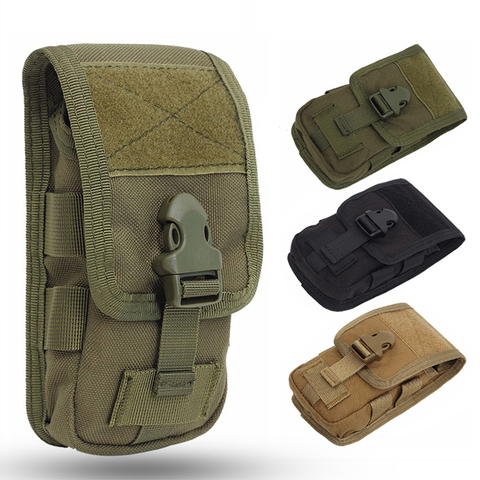 Doble capa táctico teléfono bolsa cinturón 600D Nylon impermeable Molle System caza Molle riñonera móvil bolso al aire libre ► Foto 1/6