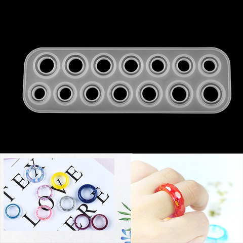 Moldes de anillo de silicona de 14 Uds., moldes de resina epoxi para hacer joyas, DIY, suministro accesorios herramientas ► Foto 1/6