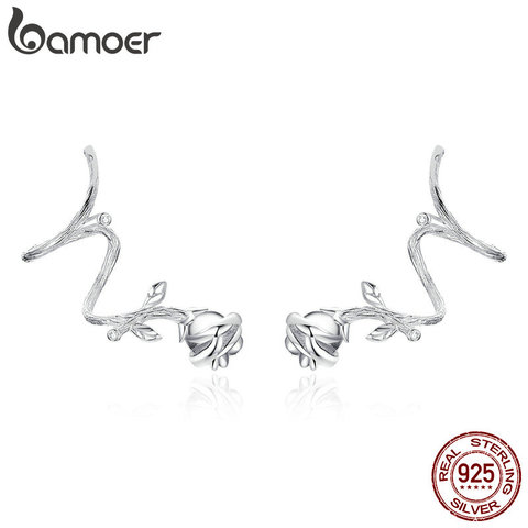 Bamoer-pendientes de plata de primera ley con forma de rosa para mujer, aretes, plata esterlina 925, Estilo Vintage, Punk, accesorios, BSE238 ► Foto 1/6