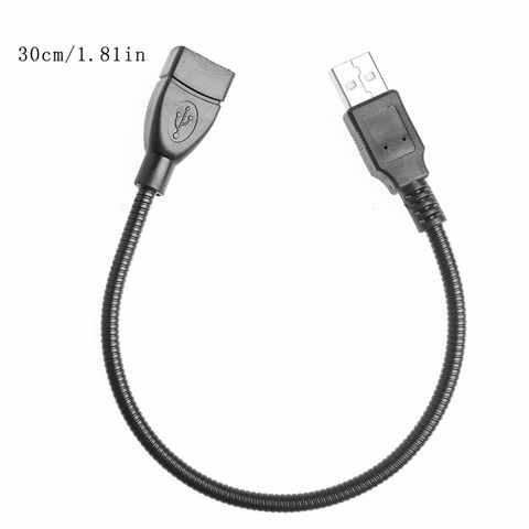 Flexible de Metal de malla de USB 2,0 macho a hembra de transmisión de datos de soporte de cuello de cisne Cable de extensión Cable de 30CM/1FT ► Foto 1/6