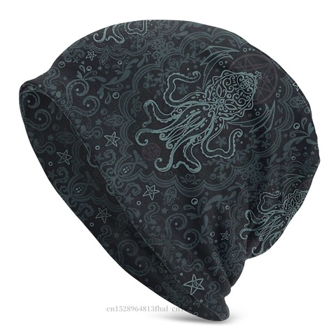 Cool Bonnet Homme-gorro de punto cálido para hombre y mujer, gorro de punto Cthulhu Mythos Lovecraft Horror Great Old Ones Skullies Beanies gorras para hombre y mujer ► Foto 1/5