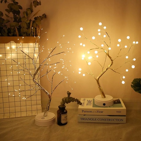 Lámpara LED de mesa con Interruptor táctil, luz nocturna de árbol para el hogar, dormitorio, boda, fiesta, decoración de Navidad, 36/108 LED ► Foto 1/6