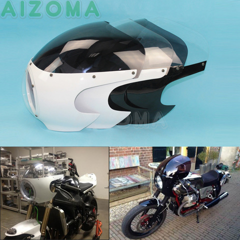 5,75 ''café faro de carreras carenado w/parabrisas para Kawasaki Honda Yamaha Suzuki CB KZ GT XS RD SR 250/400/650/750/900 V-twin ► Foto 1/6