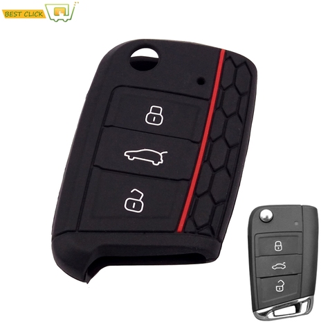 Funda de silicona para llave de coche, carcasa para mando a distancia sin llave, para VW Polo Tiguan Golf 7, 2015, 2016, 2017, 2022, 2022, 2022 ► Foto 1/4