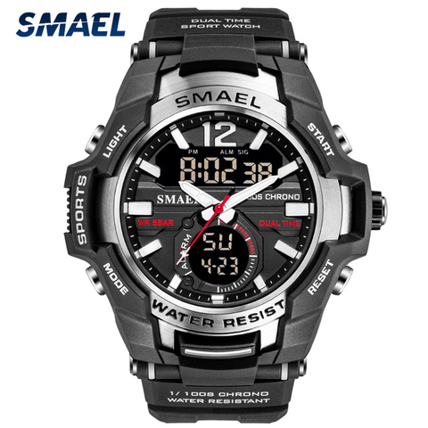 SMAEL-reloj deportivo de cuarzo para hombre, Digital, LED, resistente al agua hasta 5atm, estilo militar, doble pantalla, masculino ► Foto 1/6